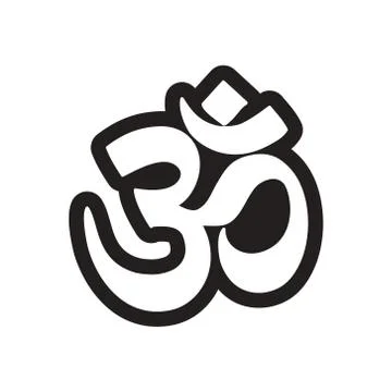 Stylish black and white icon Indian om sign Stock Illustration