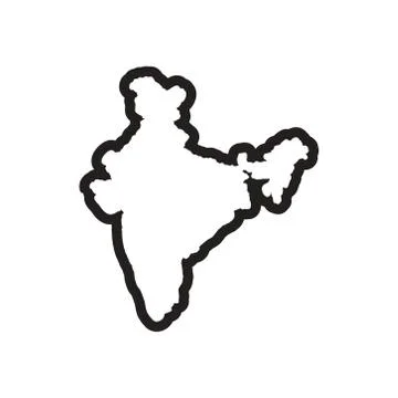 Stylish black and white icon map of India Stock Illustration