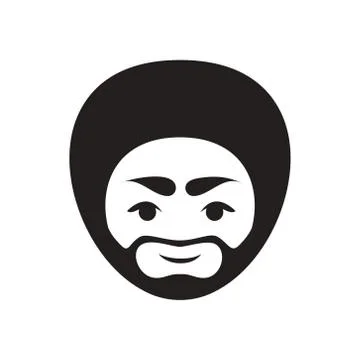 Stylish black and white icon Indian man Stock Illustration