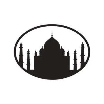 Stylish black and white icon Indian Taj Mahal Stock Illustration