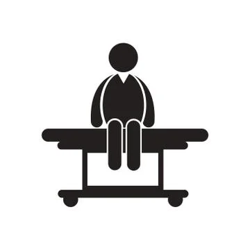 Stylish black and white icon man on stretcher Medical Stock Illustration
