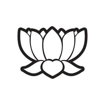 Stylish black and white icon Indian lotus Stock Illustration