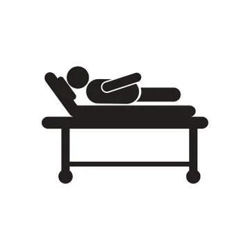 Stylish black and white icon patient in hospital bed Stock Illustration