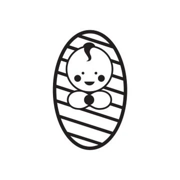 Stylish black and white icon newborn boy Stock Illustration
