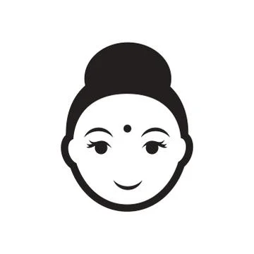 Stylish black and white icon Indian woman Stock Illustration