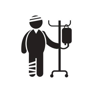 Stylish black and white icon bandaged man Stock Illustration