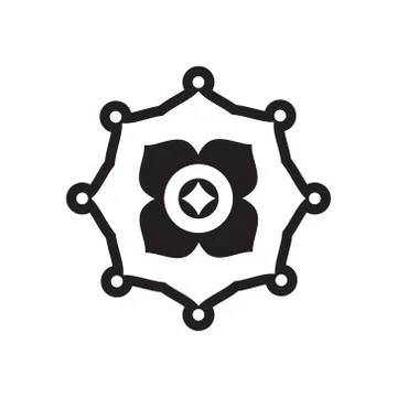 Stylish black and white icon Indian symbol Stock Illustration