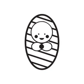 Stylish black and white icon newborn girl Stock Illustration