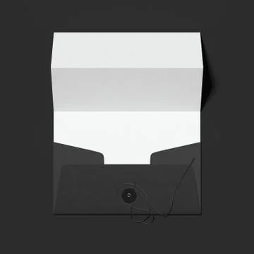 Stylish black envelope and folded white sheet of paper. 3d rendering Stock Illustration