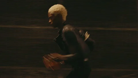 Stylish Black Guy In Leather jacket Is Running. Night City, Vidéo 212625870