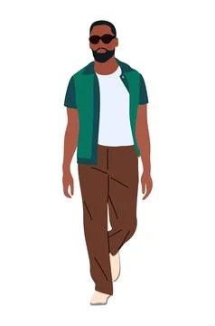 Stylish black man vector isolated on white. Stock Illustration