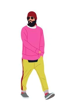 Stylish black man vector isolated on white. Stock Illustration