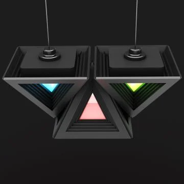 Stylish black pyramidal shape with a modular division of design elements. 3D Illustrazione stock