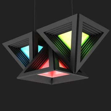 Stylish black pyramidal shape with a modular division of design elements. 3D Stock Illustration