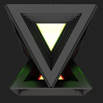 Stylish black pyramidal shape with a modular division of design elements. 3D Stock Illustration