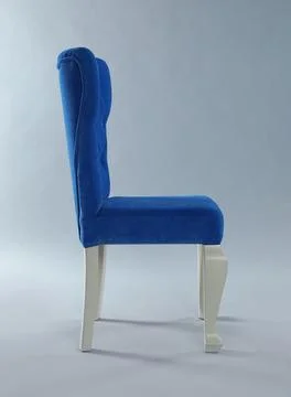 Stylish blue chair on light grey background. Element of interior design Stock Photos