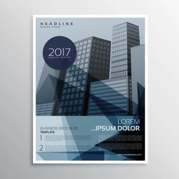 Stylish blue presentation brochure leaflet design in abstract shapes Stock Illustration