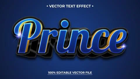 Stylish Blue Prince Text Effect with Gold Accents on Dark Blue Background Stock Illustration