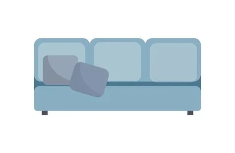 Stylish blue sofa with pillows. Vector illustration on a white background. Stock Illustration