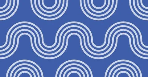 Stylish blue waves seamless pattern. Simple brush line sea background. Stock Illustration