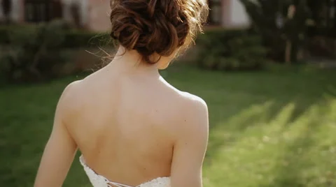 Stylish bride walking Stock Footage 62450880