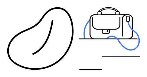 Stylish briefcase with sleek lines, complemented by abstract shapes. Ideal fo Stock Illustration