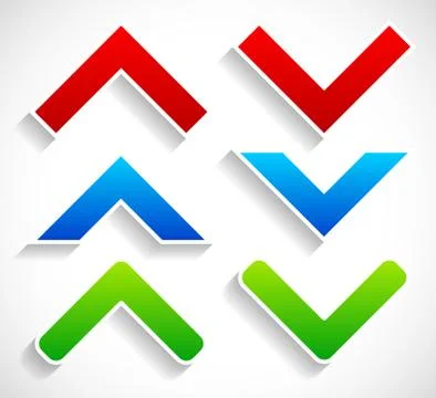 Stylish bright up down arrows with diagonal shadows Stock Illustration