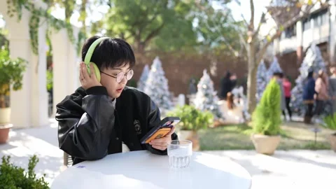 Stylish cafe that is hot topic on SNS in Shanghai, China. Many people are taking Stock Footage 300922274