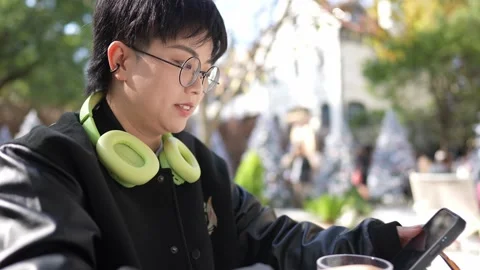 A stylish cafe that is a hot topic on SNS in Shanghai, China. Many people are Stock Footage 300929269
