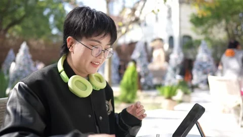 A stylish cafe that is a hot topic on SNS in Shanghai, China. Many people are Stock Footage 300929675