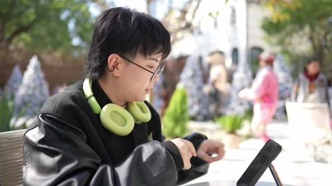 A stylish cafe that is a hot topic on SNS in Shanghai, China. Many people are Stock-Footage 300929874