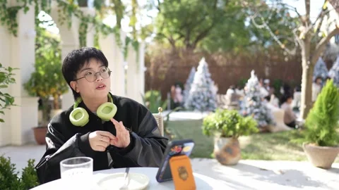 A stylish cafe that is a hot topic on SNS in Shanghai, China. Many people are Stock Footage 300930195