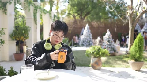 A stylish cafe that is a hot topic on SNS in Shanghai, China. Many people are Stock Footage 300930535