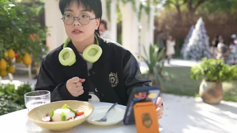 A stylish cafe that is a hot topic on SNS in Shanghai, China. Many people are Stock Footage 300933089