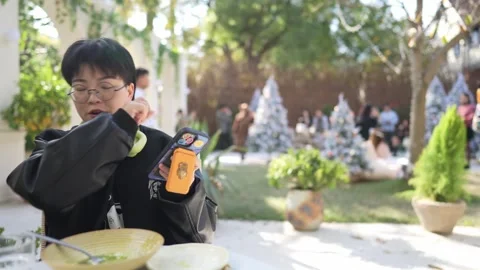 A stylish cafe that is a hot topic on SNS in Shanghai, China. Many people are Stock Footage 300938258