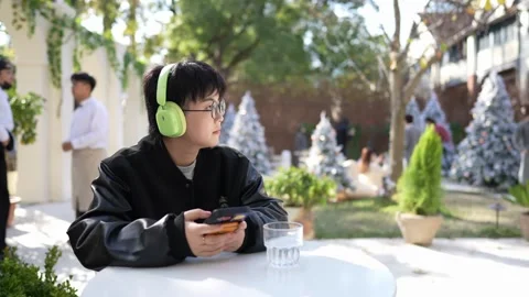 Stylish cafe that is hot topic on SNS in Shanghai, China. Many people are taking Stock Footage 301721532