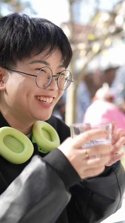 A stylish cafe that is a hot topic on SNS in Shanghai, China. Many people are Stock Footage 302419615