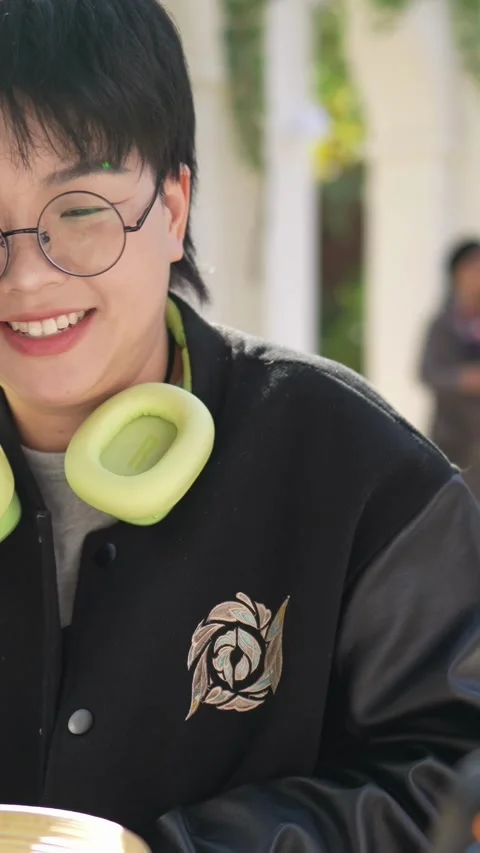 A stylish cafe that is a hot topic on SNS in Shanghai, China. Many people are Stock Footage 302428110