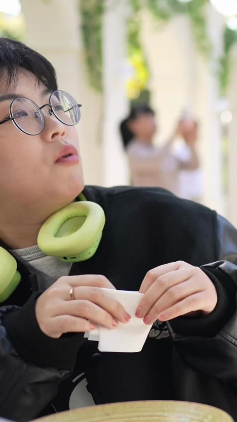 A stylish cafe that is a hot topic on SNS in Shanghai, China. Many people are Stock Footage 302432006