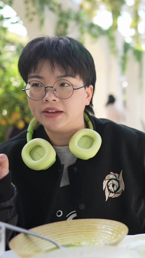 A stylish cafe that is a hot topic on SNS in Shanghai, China. Many people are Stock Footage 302432787