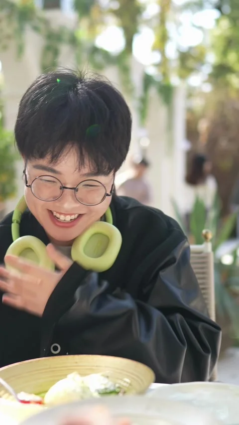 A stylish cafe that is a hot topic on SNS in Shanghai, China. Many people are Stock Footage 302580761