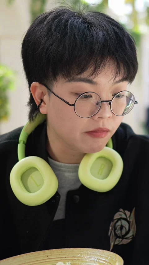 A stylish cafe that is a hot topic on SNS in Shanghai, China. Many people are Stock Footage 302583164