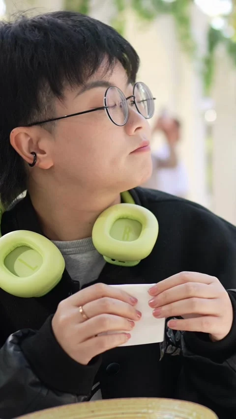 A stylish cafe that is a hot topic on SNS in Shanghai, China. Many people are Stock Footage 302583506