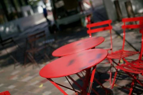 Stylish cafe table Stock Photos