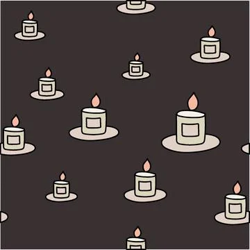 Stylish candle seamless pattern on dark background Stock Illustration