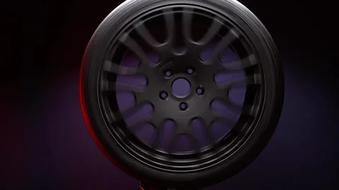 Stylish car titanium wheels of black color Stock Footage 258655997