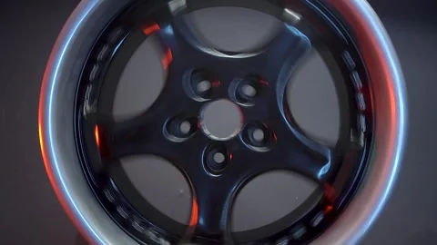 Stylish car titanium wheels of black color 스톡 동영상 283714186