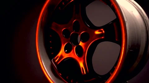 Stylish car titanium wheels of black color Stock Footage 283714427