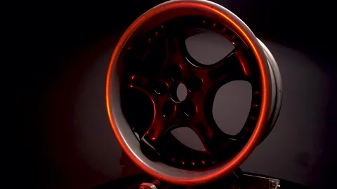 Stylish car titanium wheels of black color Stock Footage 283715116