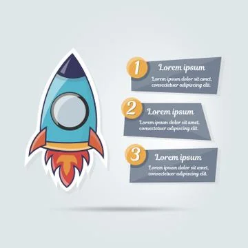 Stylish cartoon rocket vector illustration for web site. Banner for a website or Ilustración de archivo